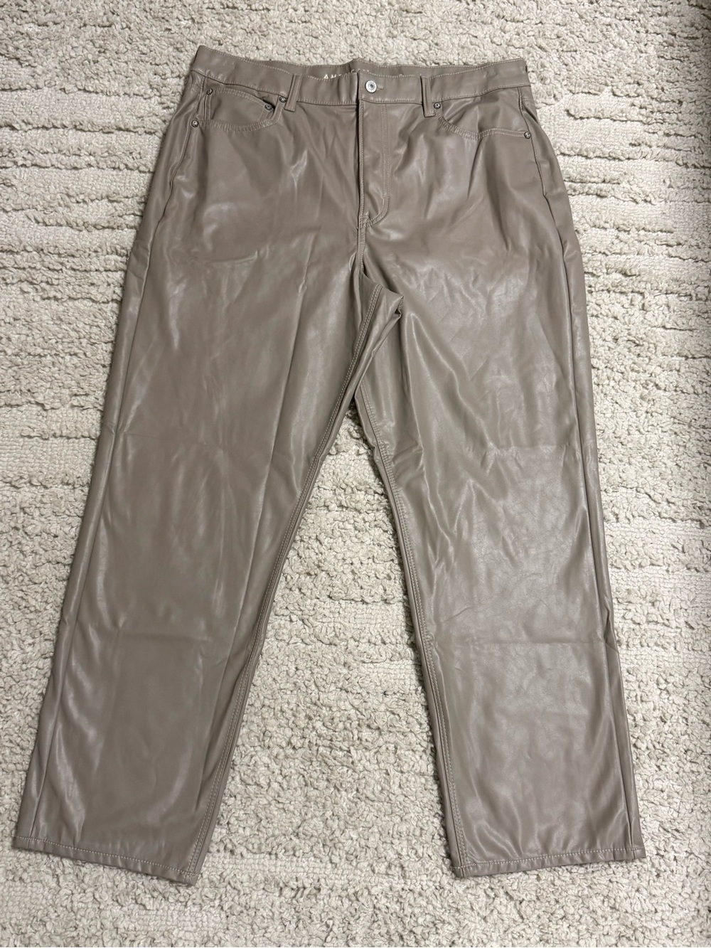 New American Eagle high-rise straight Leg Faux Leather Pants With Stretch 18S